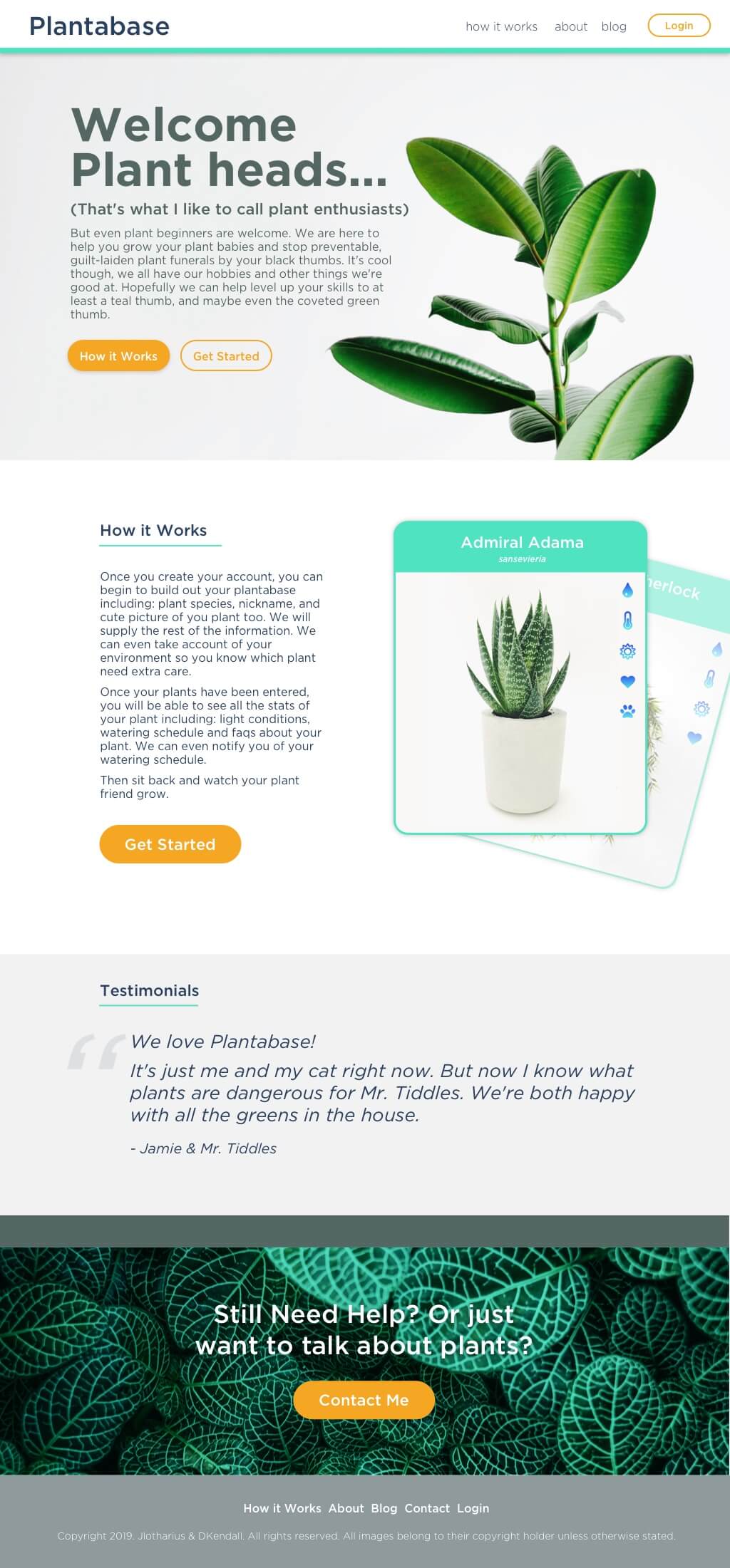Plantabase: plant database and plant care tracking website, another concept page